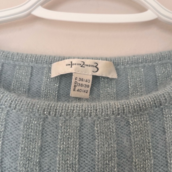 Un Deux Trois, size 36/38, blue, wool, angora, sweater, half sleeves - Picture 7 of 14